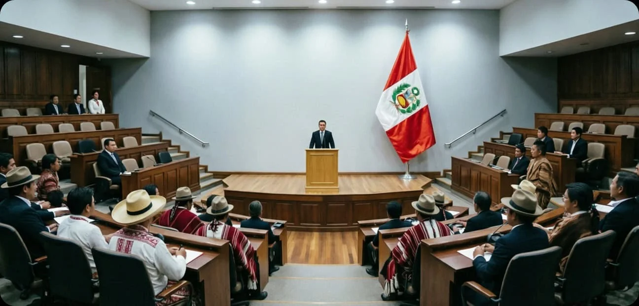Collage de 4 servicios brindados por el Estado peruano: Educacion, Seguridad, Salud y Justicia